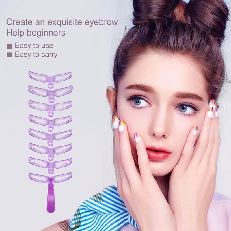 1 Bộ Khuôn Hỗ Trợ Kẻ Lông Mày 8 Trong 1 Có Thể Tái Sử Dụng