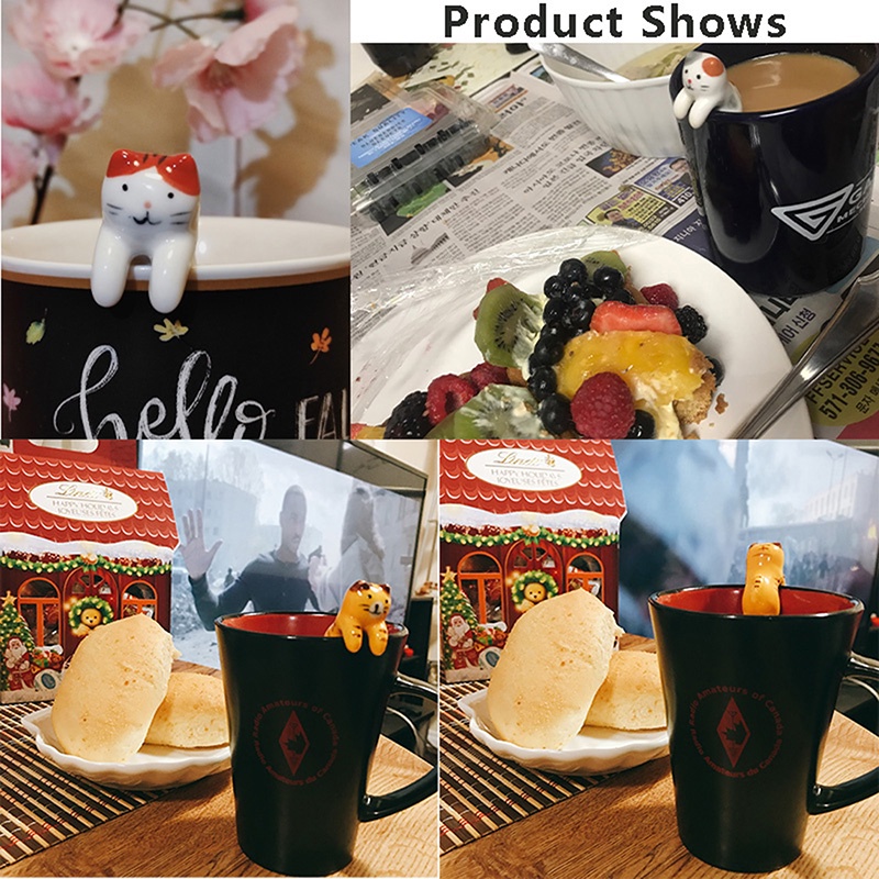 Muỗng cà phê phối hình mèo bằng gốm dễ thương tùy chọn màu sắc