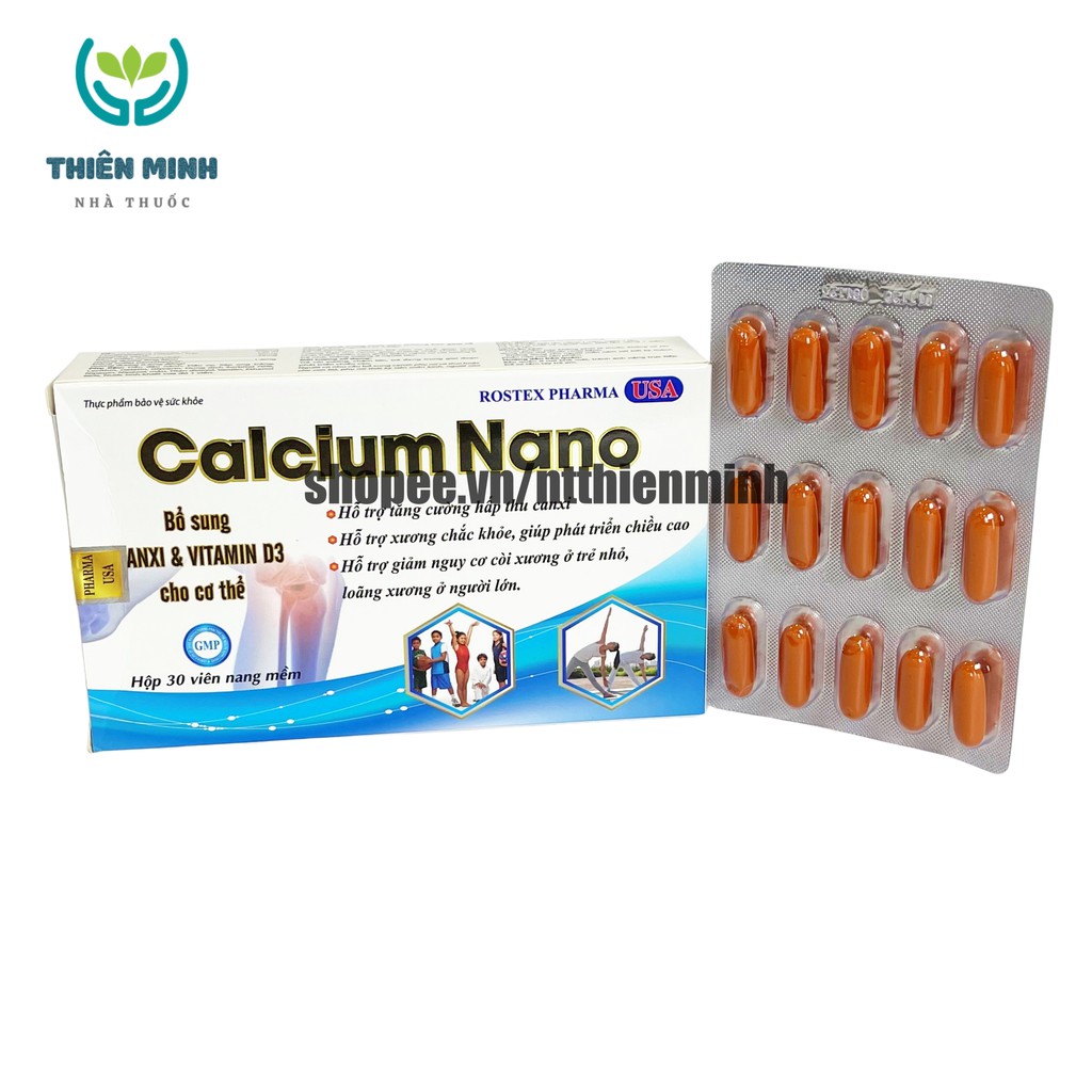 Viên uống CALCIUM NANO bổ sung canxi D3 giúp tang chiều cao, chắc xương – Hộp 30 viên