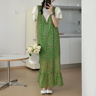 Bộ áo dệt kim ngắn tay + chân váy yếm đuôi cá xẻ tà xinh xắn 50231