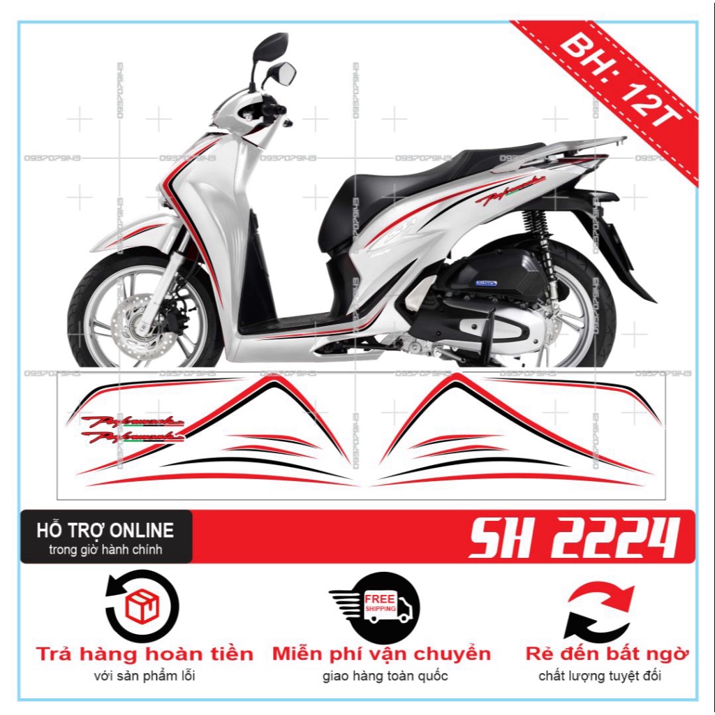 TEM XE SH 2020 CHỈ ĐỎ ĐEN -- SHIN DECAL 2