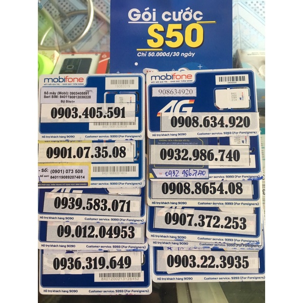 Sim 4G Mobifone gói S50 dùng data thả ga đầu 09 giá rẻ