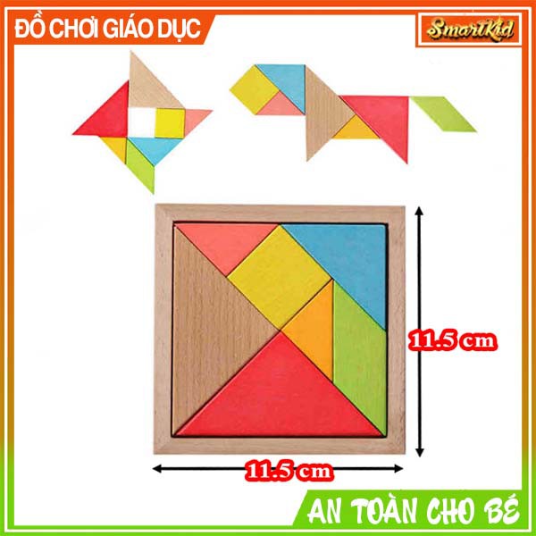 Trí Uẩn Tangram Bộ Ghép 7 Hình Bằng Gỗ Cho Bé Loại To