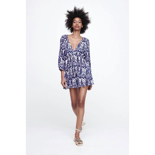 Order playsuit xuất dư ZARA của nữ Áo liền quần ngắn in hoạ tiết