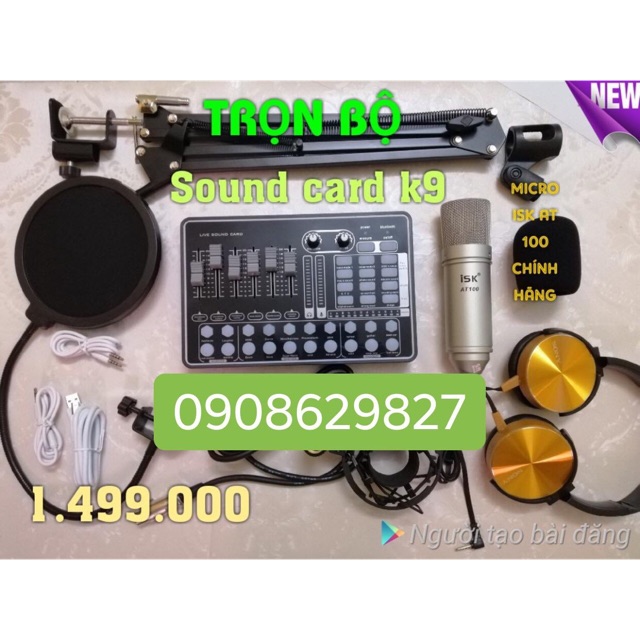 Combo Trọn Bộ sound card k9 và mic isk live cực hay