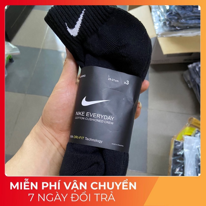 Tất Vớ NIKE Dri-FIT Thể Thao Cổ Trung Cổ Cao - Pack 3 Đôi Mix