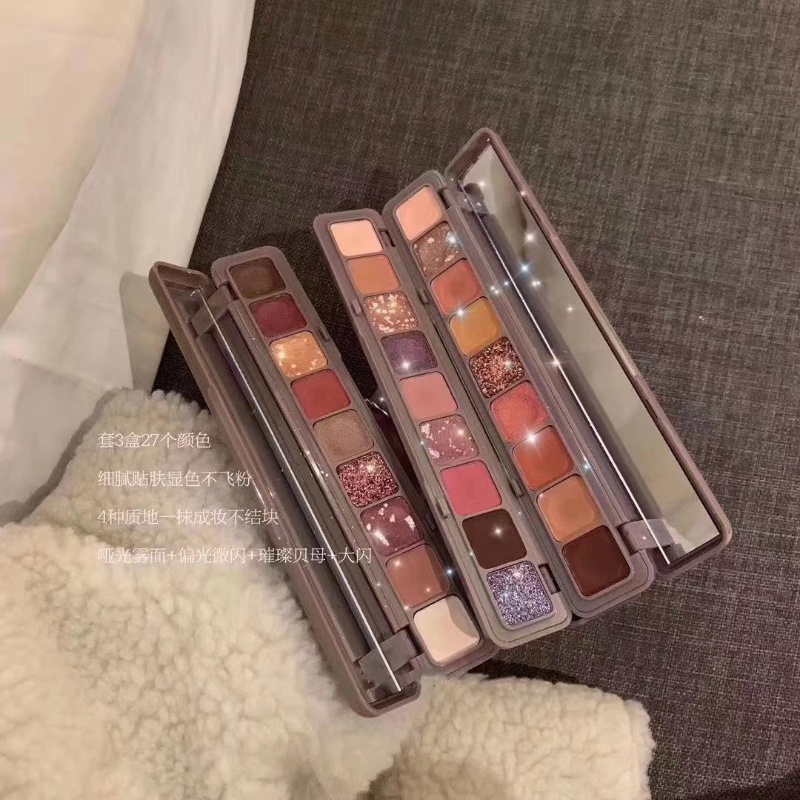 Bảng Phấn Mắt 9 Màu Sắc Tông Lì / Hiệu Ứng Ngọc Trai Lấp Lánh Trang Điểm Sân Khấu Cho Nữ