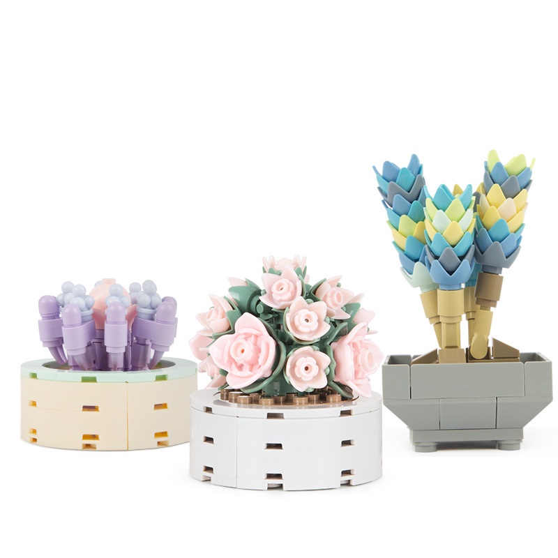 Bộ Đồ Chơi Xếp Hình Lego Hình Chậu Cây/Hoa Lá Nhỏ Để Bàn Trang Trí