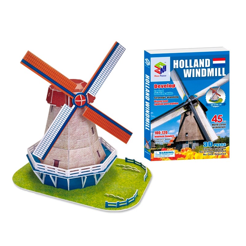 Mô Hình Giấy 3D Magic Puzzle: Cối Xay Gió Hà Lan G268-29 [45 Chi Tiết]