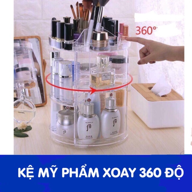 Kệ đựng đồ trang điểm trụ xoay 360 độ