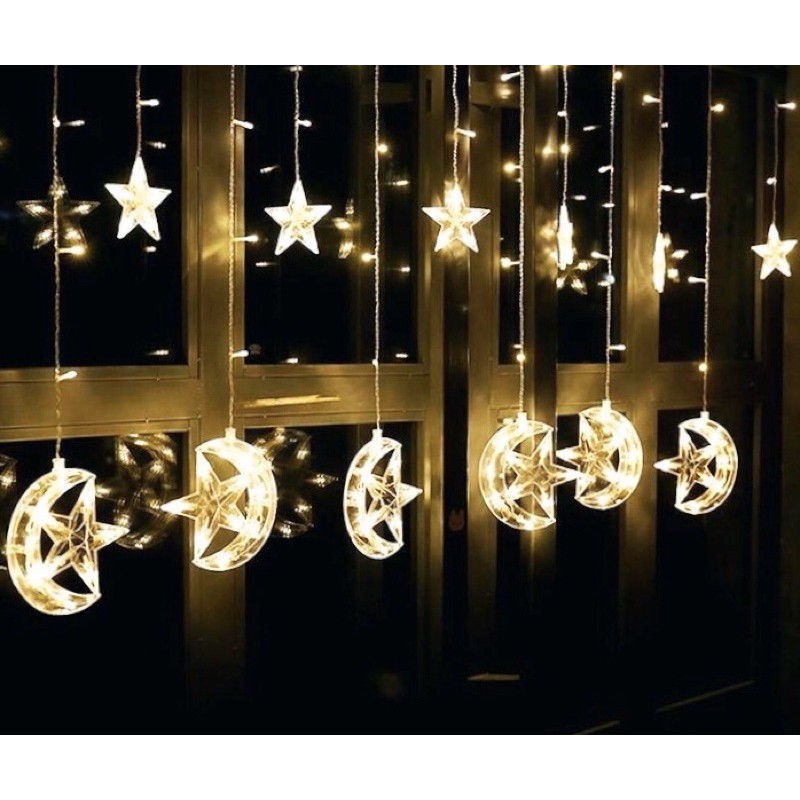 Dây đèn chớp trăng sao 12 sợi (vàng/đủ màu)