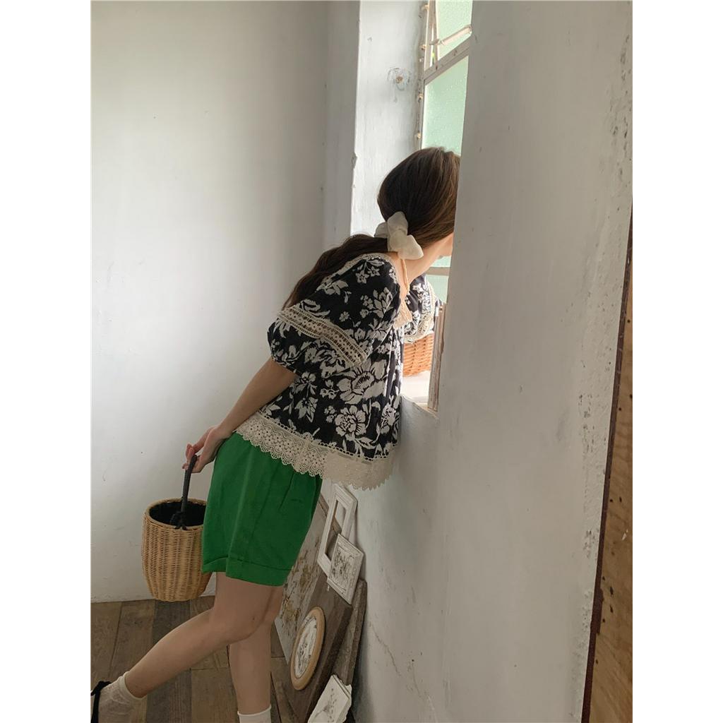 Áo Sơ Mi Ren Hoa Ngắn Tay Thời Trang Sành Điệu 53322