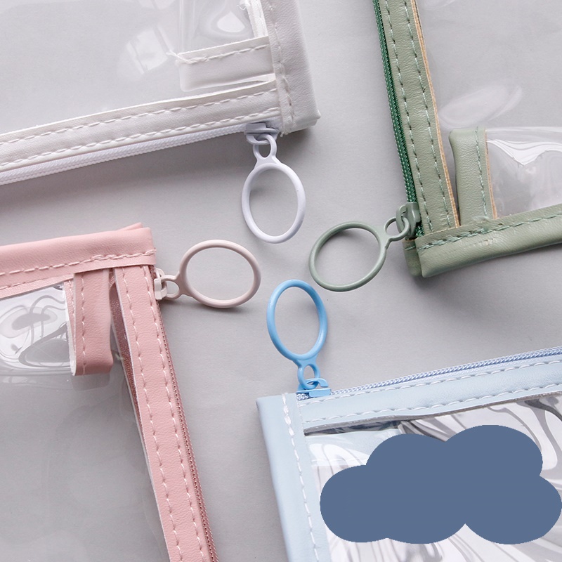 Túi Đựng Bút Bằng TPU Trong Suốt Chống Nước Hình Tam Giác Khung Màu Morandi C6645