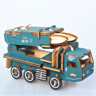 Đồ Chơi Lắp Ráp Gỗ 3D Mô Hình Xe Tên Lửa Mini