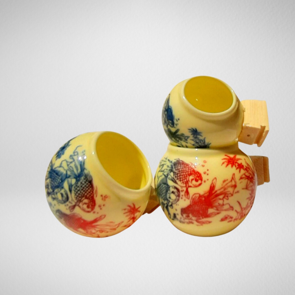Cóng chim chào mào, họa mi in laze Combo 3 cóng chào mào, họa mi chất liệu gốm sứ cao cấp