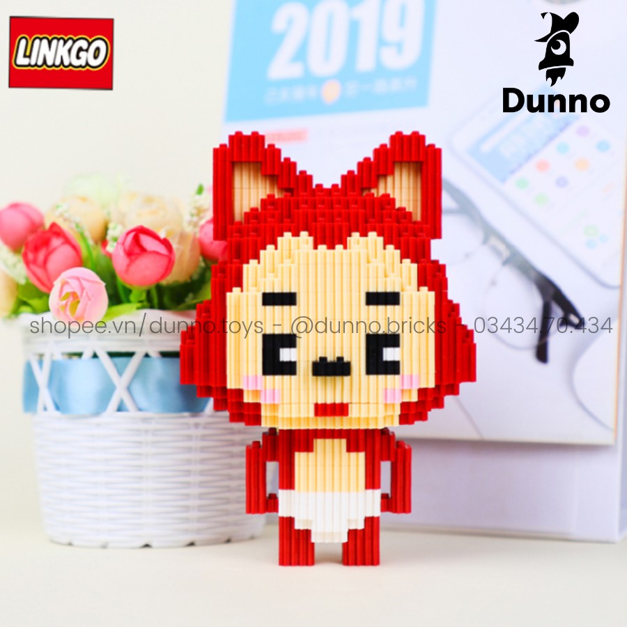 Pink Panther Mô hình Lắp ráp Báo Hồng - Cáo đỏ - Mèo thần tài Nanoblock Linkgo