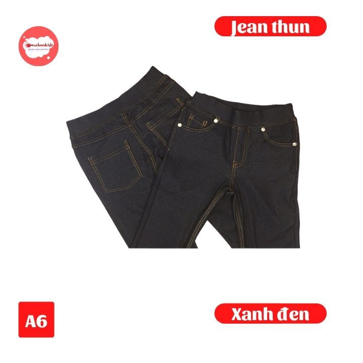 Quần leggin jean thun dài bé gái từ 14-29kg - quần legging -chất jean thun co giản nhẹ thoải mái - Tomchuakids