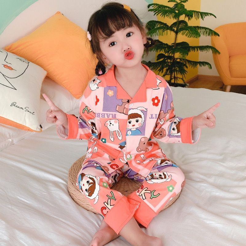 Bộ Đồ Ngủ Hai Mảnh Tay Dài Dễ Thương Dành Cho Bé Gái