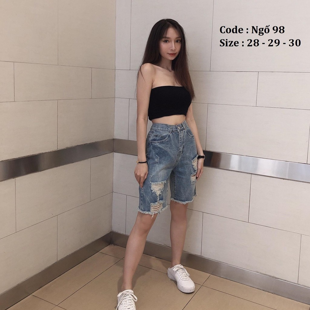 Quần short jean nữ lưng cao King168 , quần short nữ cao cấp THU90