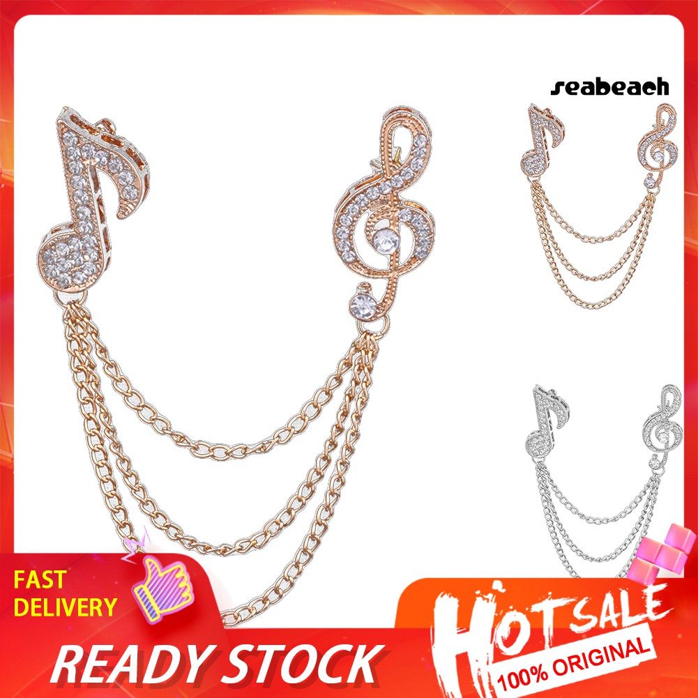 Ghim Cài Áo Hình Nốt Nhạc Đính Đá Nhân Tạo Thời Trang Cho Nữ