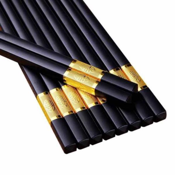Bộ 10 đôi Đũa Mạ Vàng, Đũa Hợp Kim Chống Mốc Hàn Quốc