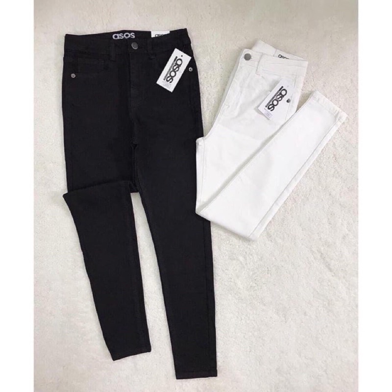 Quần jean trắng đen skinny asos 9 tấc