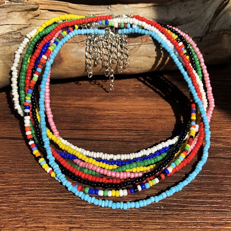 Vòng cổ choker WE FLOWER chuỗi hạt nhiều màu sắc phong cách bohemian thời trang đơn giản dành cho nữ