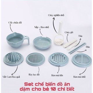 Bộ Dụng Cụ Chế Biến 9 Chi Tiết, Chuyên Chế Biến đồ ăn Dặm Cho Bé - Nhỏ Gọn Tiện Lợi - Loại Tốt