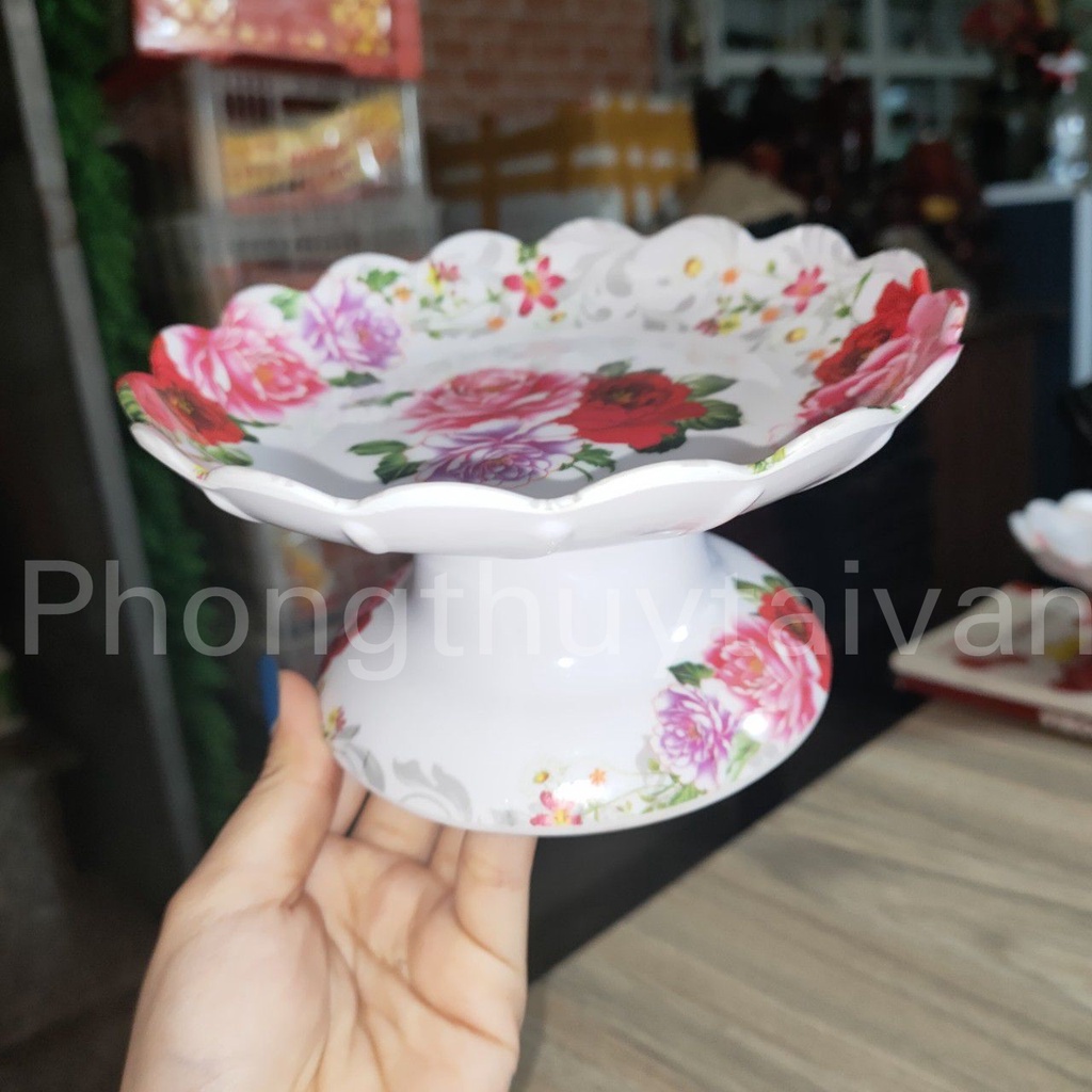 Dĩa trái cây mica Hoa Mẫu đơn15cm, 17cm