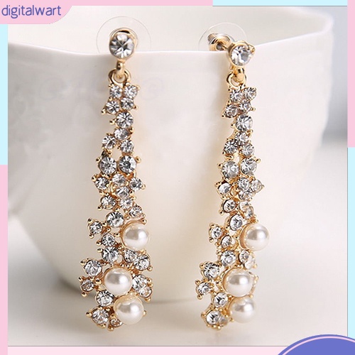 Khuyên Tai Dài Đính Đá Và Ngọc Trai Thời Trang Thanh Lịch Dành Cho Nữ