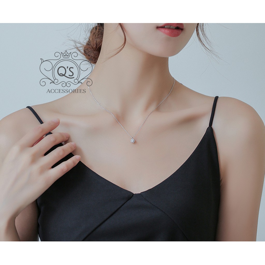 Dây chuyền bạc 925 mặt tròn đính đá nhỏ Vòng cổ nữ tối giản S925 MINIMAL QA SILVER Necklace NE230601