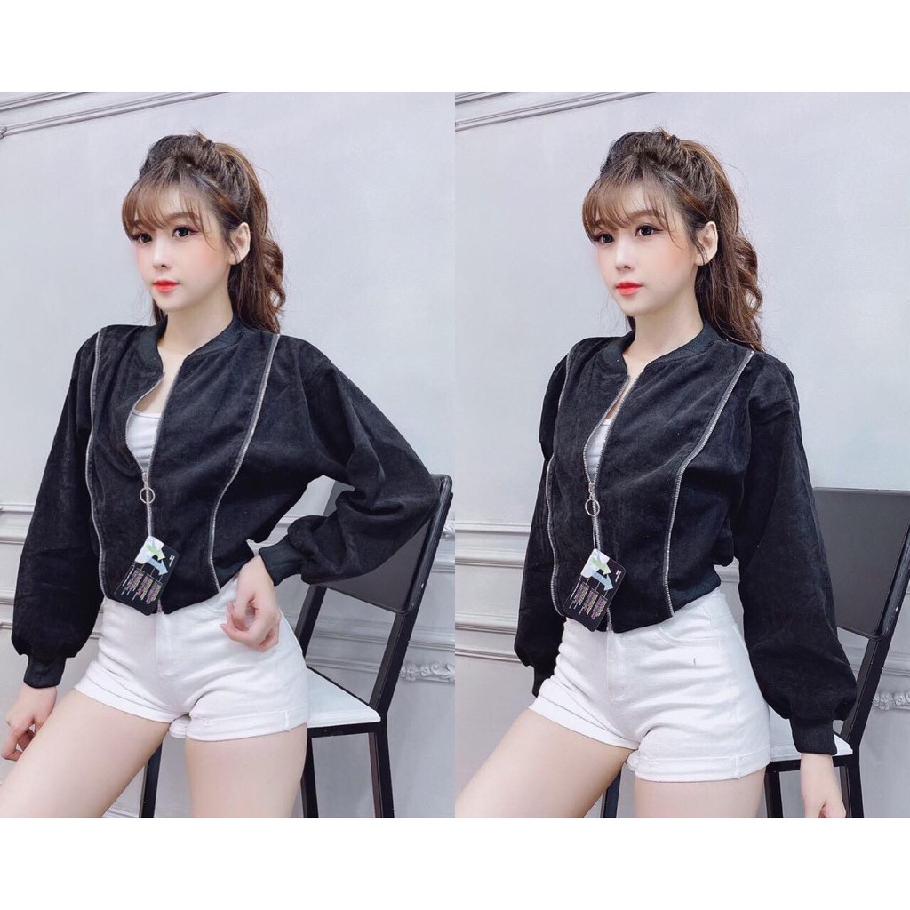 [ Hỗ Trợ Giá ] Áo khoác Croptop lửng Nhung Bố Lụa cao cấp | BigBuy360 - bigbuy360.vn