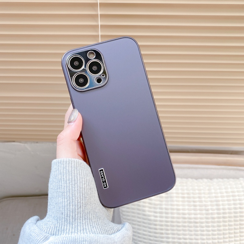 Ốp điện thoại kính cường lực cứng chống sốc màu ánh kim cho iPhone 13/13 Pro/13 Pro Max/12 Pro/12 Pro Max/11 Pro Max