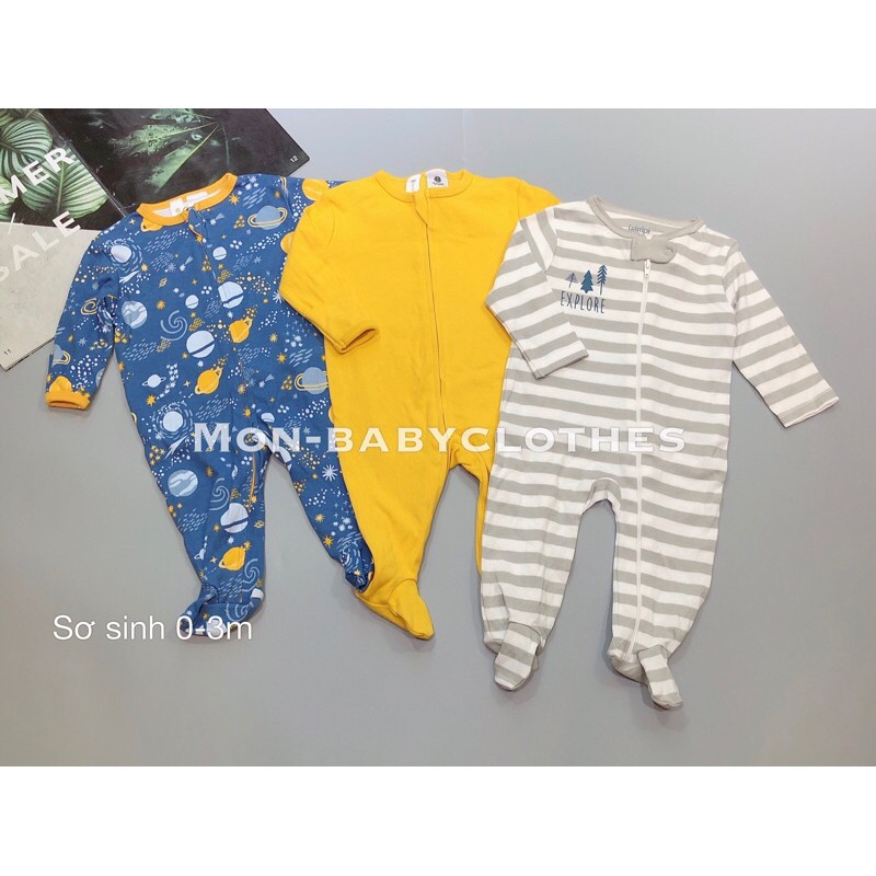 Set 3c sleep suit cotton bé sơ sinh [Ngẫu nhiên]