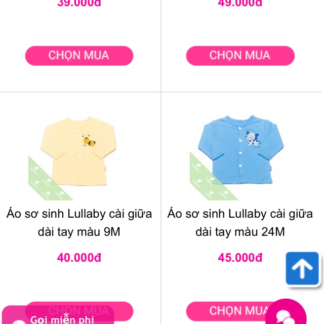 Áo sơ sinh Lullaby cài giữa