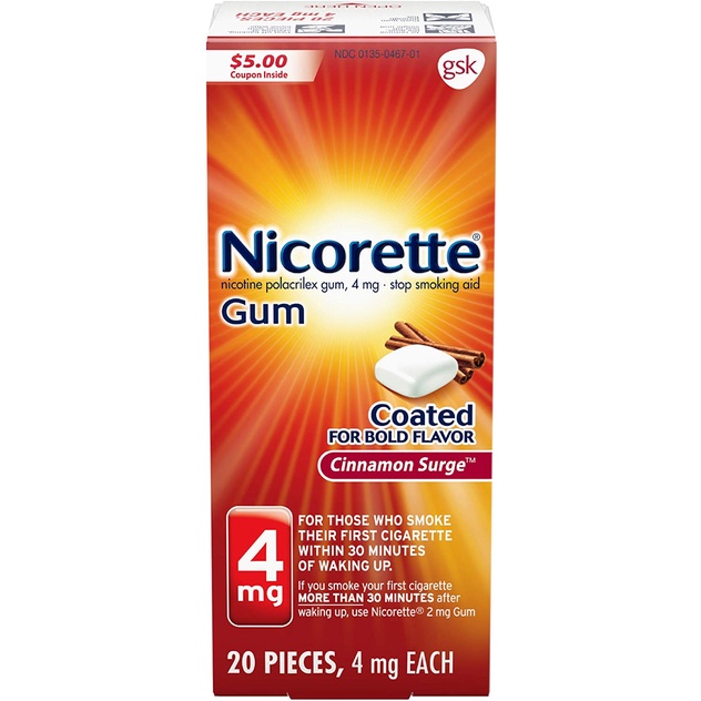 [DATE 04/2024] NICORETTE GUM 4MG 20 PIECES (20 MIẾNG VỊ TRÁI CÂY &amp; VỊ QUẾ)