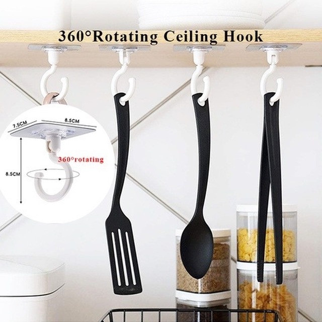 Móc Treo Đồ Dán Tường Chịu Lực Tốt Xoay 360 Độ Tiện Dụng° Móc Treo Đồ Gắn Tường Đa Năng Có Thể Xoay Tiện Dụng Cho Nhà Bếp / Phòng Tắm