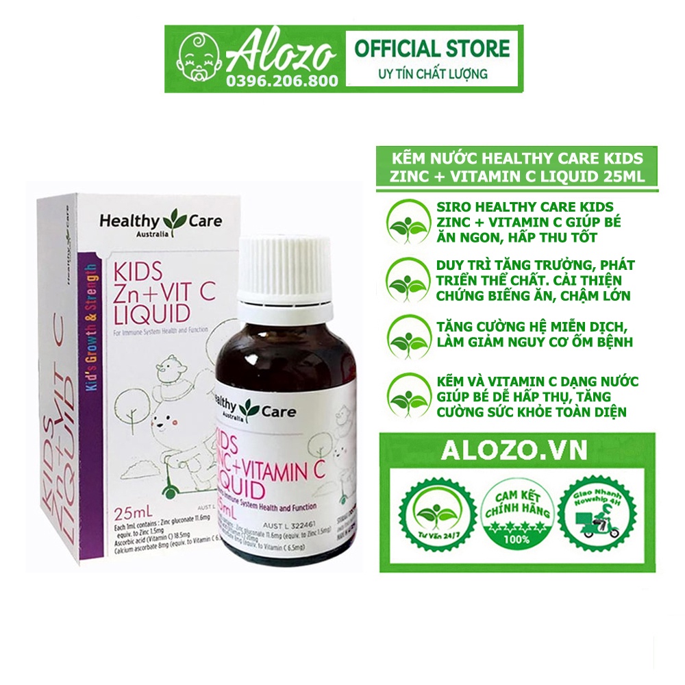 Kẽm Nước Healthy Care Kids Zinc + Vitamin C Liquid 25ml