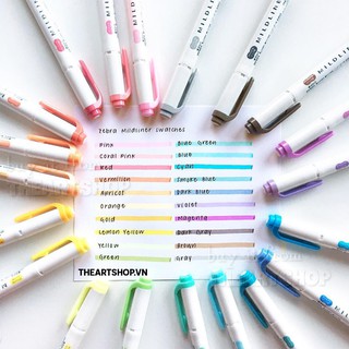 Bút dạ quang Zebra MILDLINER 20 màu sắc tùy chọn thiết kế hai đầu đậm -mỏng