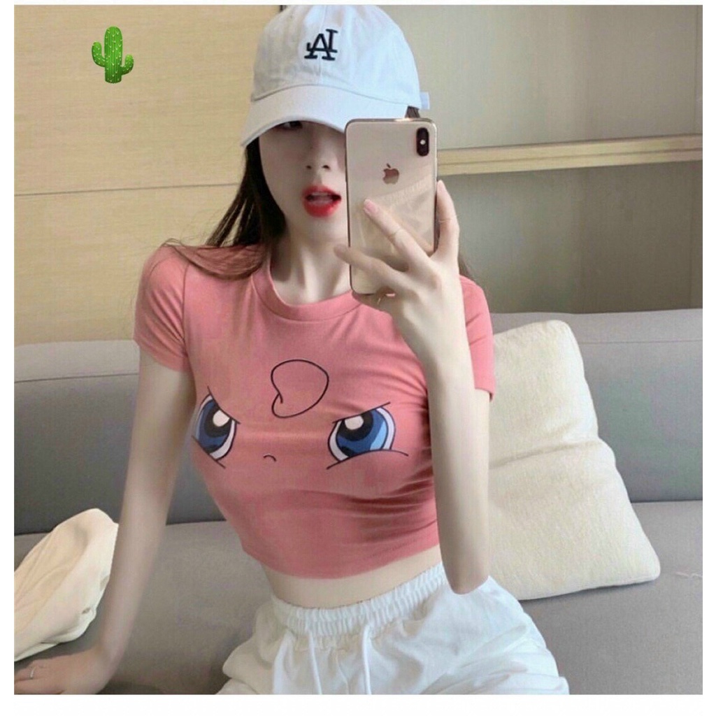 Áo Thun Croptop In Hình PKM Siêu Cute