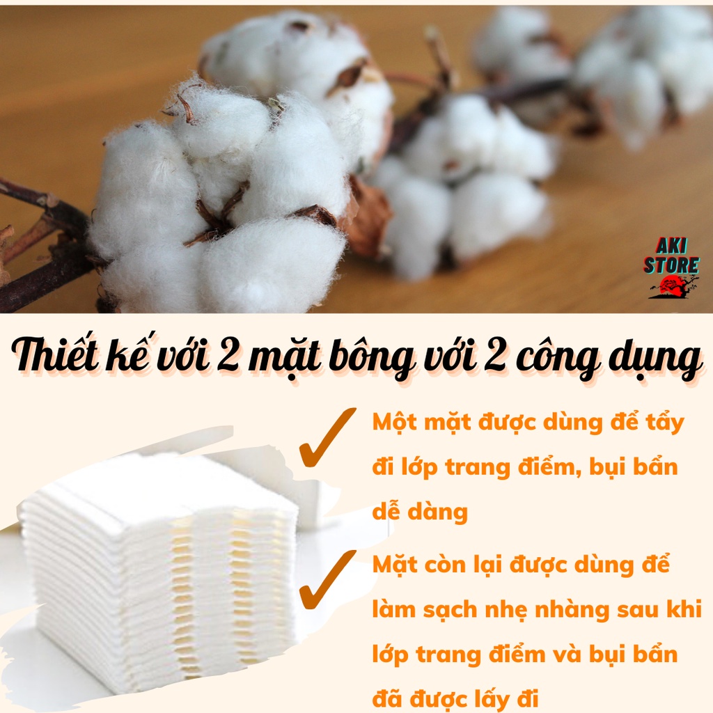 Bông tẩy trang 222 miếng cotton làm sạch da mặt bông mềm mịn Olin House