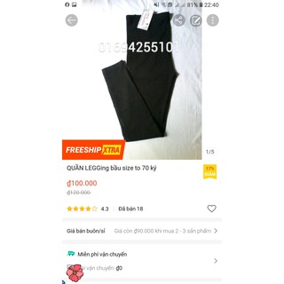 Quần legging bầu lửng. Màu đen.