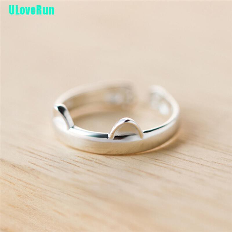 1 Nhẫn Mạ Bạc Hình Tai Mèo Dễ Thương