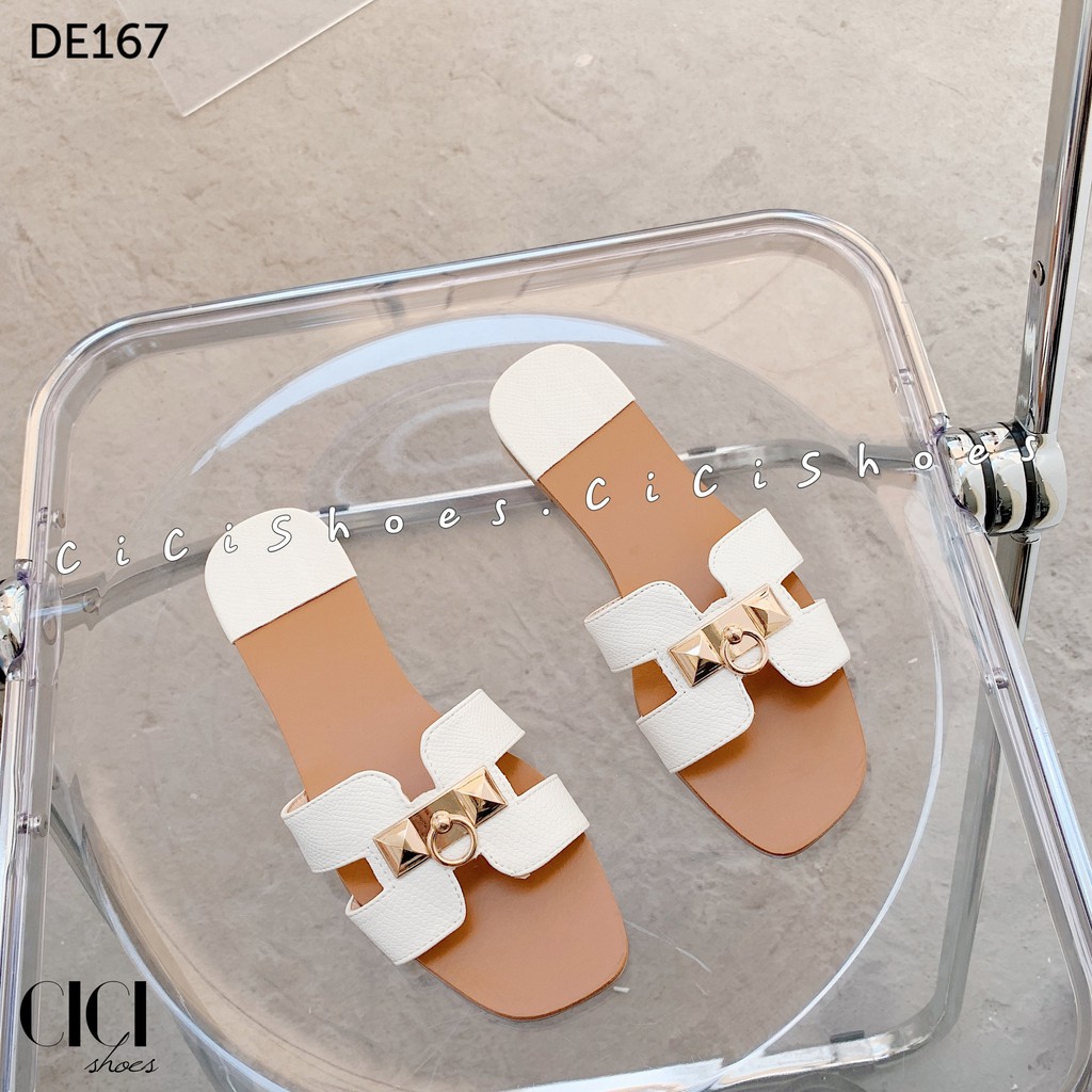 Dép bệt nữ CiCi Shoes, dép chữ H đinh sắt da sần - DE167