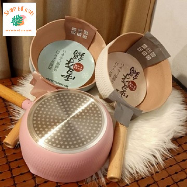 Chảo đá chống dính bếp từ sâu lòng vân đá 18cm vung rời dùng cho mọi loại bếp Chảo chống dính cao cấp bếp từ bếp điện .