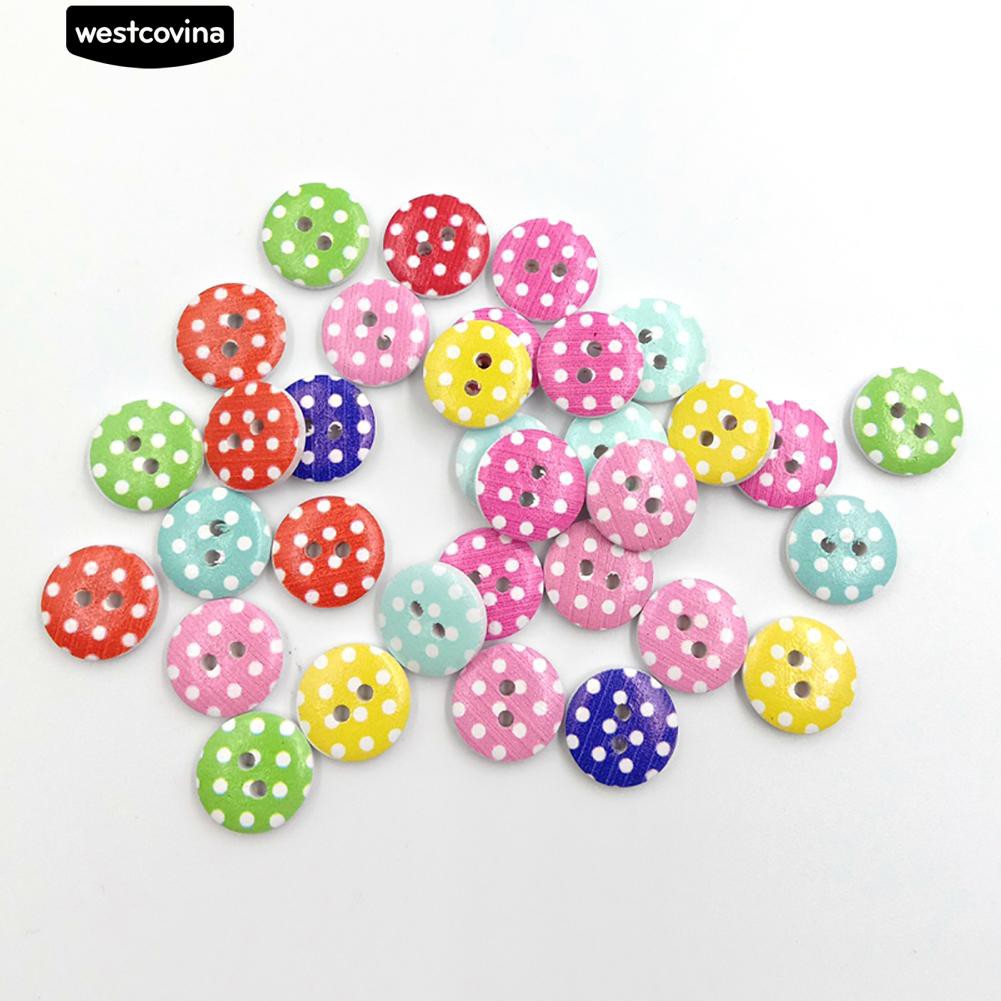 Set 90 nút 2 lỗ hình tròn chấm bi dễ thương tự làm may vá thủ công