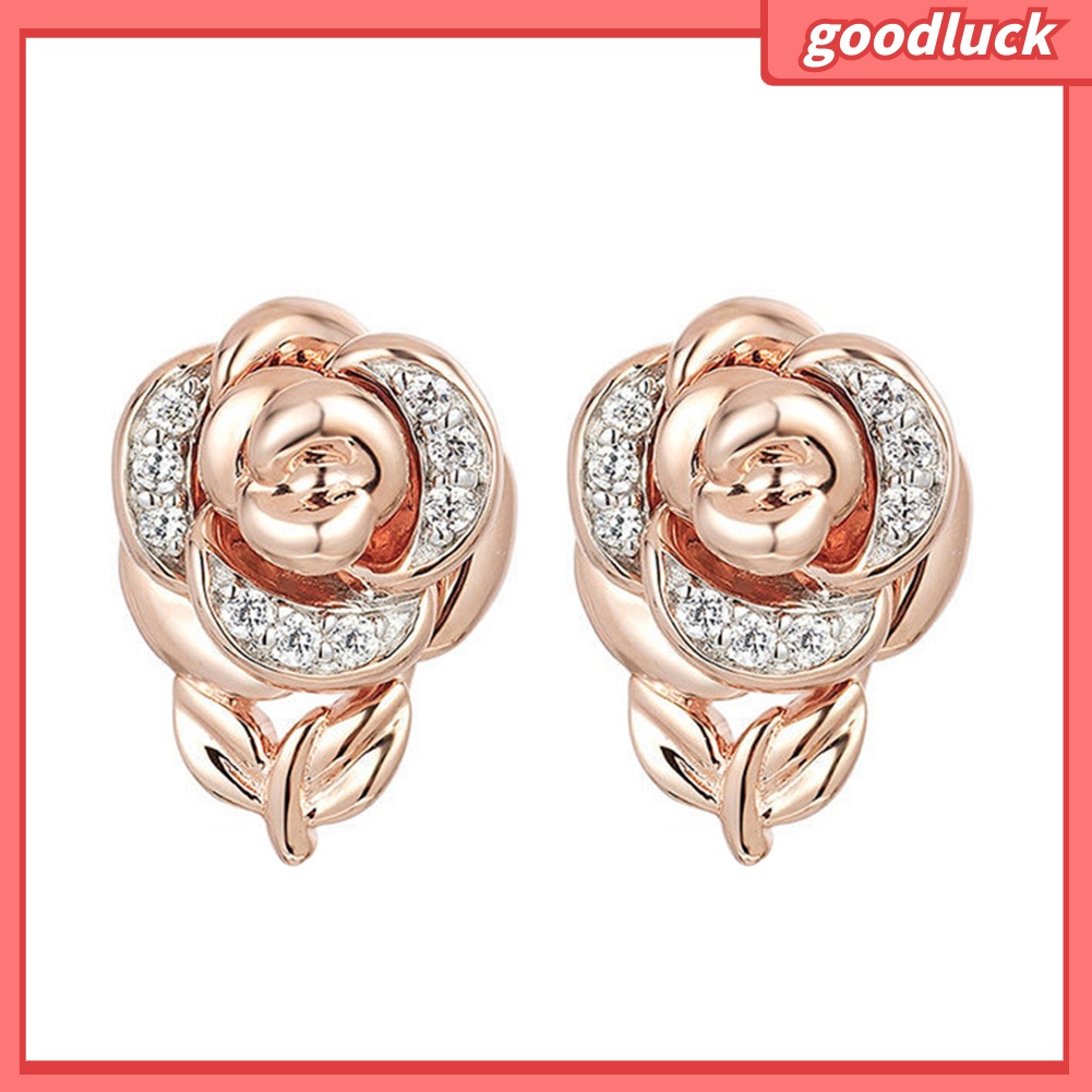 Vòng cổ / Nhẫn / Bông Tai Mặt Hoa Hồng Đính Đá Thời Trang Cho Nữ