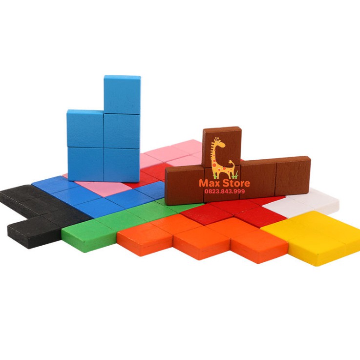 Đồ chơi bảng ghép Tetris Montessori - xếp gạch thông minh cho bé