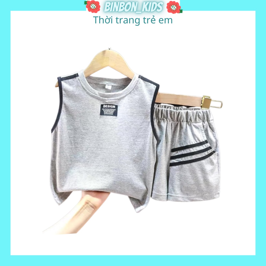 Đồ bộ hè sát nách cho bé trai BinBon Kids,Bộ Sát Nách Chất Cotton Cho Bé từ 6-26kg