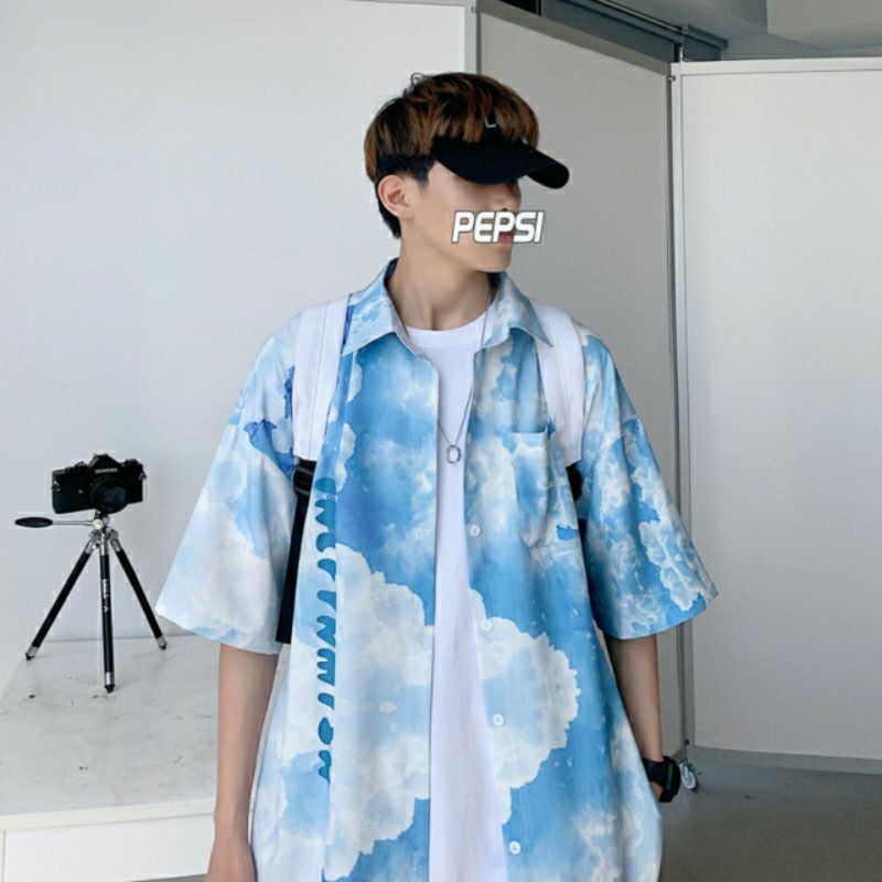Áo Sơ Mi Tay Ngắn Unisex Cổ Bẻ Phong Cách Hàn Quốc Freesize